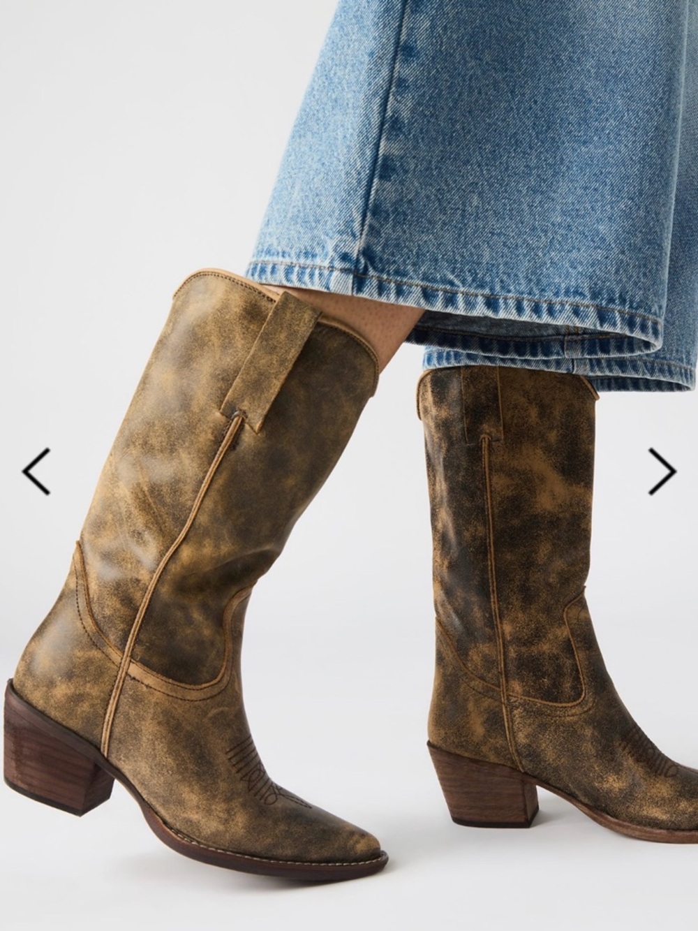 Distressed Brown Suede Western Cowboy Boots - Picture 2 of 5